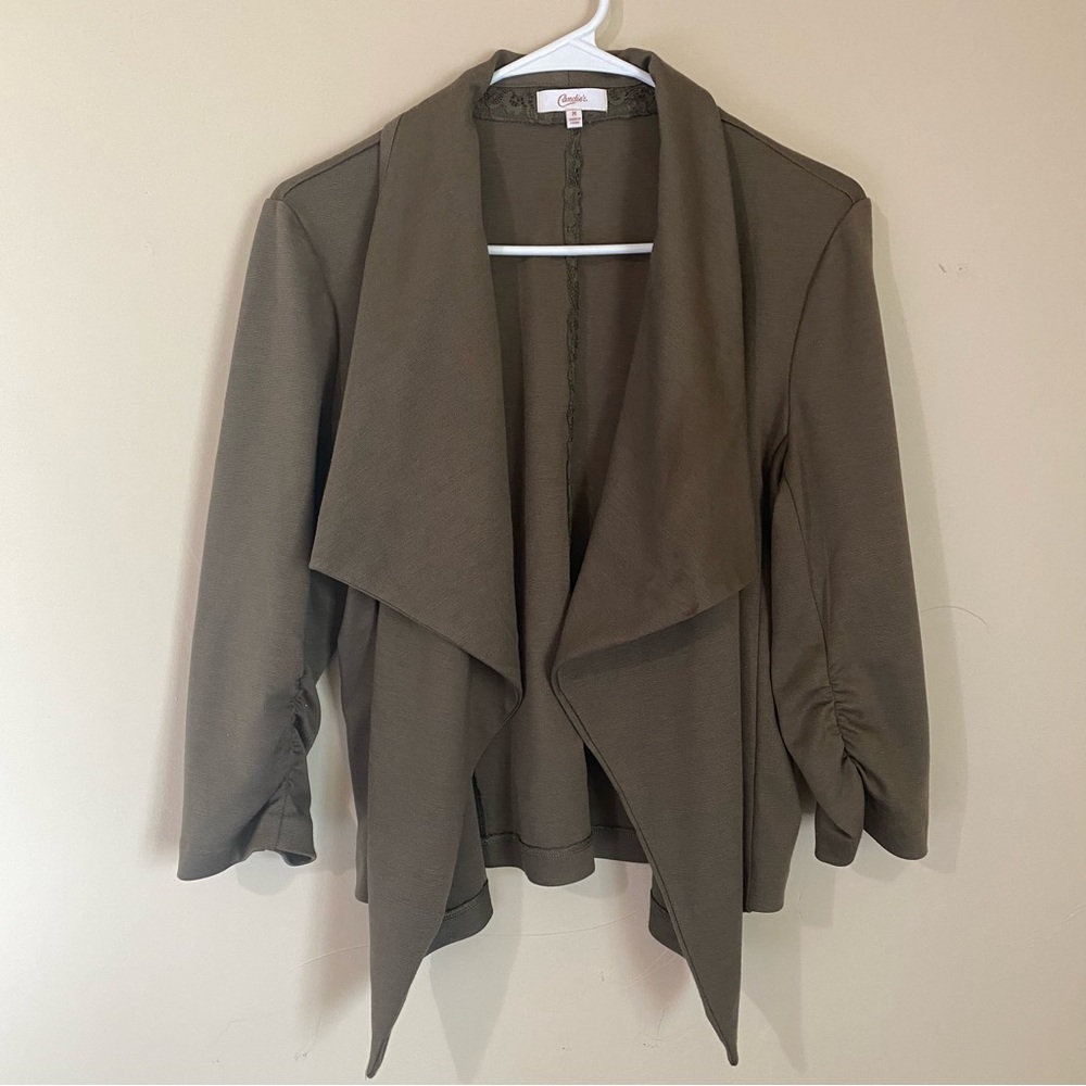 Candie's Olive Green/Khaki Open Front Blazer/Cardigan